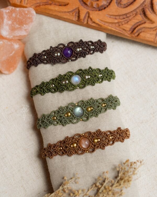 gemstone macrame bracelet