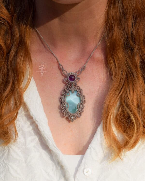nephelia goddess necklace with hemimorphite and amethyst
